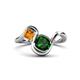 1 - Nerida 1.17 ctw Cushion Shape Created Emerald & Princess Shape Citrine Women Toi Et Moi Wave Engagement Ring 