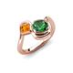 4 - Nerida 1.17 ctw Cushion Shape Created Emerald & Princess Shape Citrine Women Toi Et Moi Wave Engagement Ring 