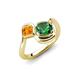 4 - Nerida 1.17 ctw Cushion Shape Created Emerald & Princess Shape Citrine Women Toi Et Moi Wave Engagement Ring 