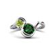 1 - Nerida 1.20 ctw Cushion Shape Created Emerald & Princess Shape Peridot Women Toi Et Moi Wave Engagement Ring 