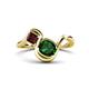 1 - Nerida 1.20 ctw Cushion Shape Created Emerald & Princess Shape Red Garnet Women Toi Et Moi Wave Engagement Ring 