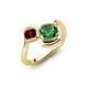 4 - Nerida 1.20 ctw Cushion Shape Created Emerald & Princess Shape Red Garnet Women Toi Et Moi Wave Engagement Ring 