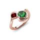 4 - Nerida 1.20 ctw Cushion Shape Created Emerald & Princess Shape Red Garnet Women Toi Et Moi Wave Engagement Ring 