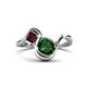 1 - Nerida 1.20 ctw Cushion Shape Created Emerald & Princess Shape Red Garnet Women Toi Et Moi Wave Engagement Ring 