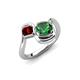 4 - Nerida 1.20 ctw Cushion Shape Created Emerald & Princess Shape Red Garnet Women Toi Et Moi Wave Engagement Ring 