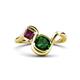 1 - Nerida 1.20 ctw Cushion Shape Created Emerald & Princess Shape Rhodolite Garnet Women Toi Et Moi Wave Engagement Ring 