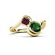 3 - Nerida 1.20 ctw Cushion Shape Created Emerald & Princess Shape Rhodolite Garnet Women Toi Et Moi Wave Engagement Ring 