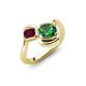 4 - Nerida 1.20 ctw Cushion Shape Created Emerald & Princess Shape Rhodolite Garnet Women Toi Et Moi Wave Engagement Ring 