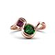 1 - Nerida 1.20 ctw Cushion Shape Created Emerald & Princess Shape Rhodolite Garnet Women Toi Et Moi Wave Engagement Ring 