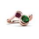 3 - Nerida 1.20 ctw Cushion Shape Created Emerald & Princess Shape Rhodolite Garnet Women Toi Et Moi Wave Engagement Ring 