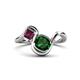 1 - Nerida 1.20 ctw Cushion Shape Created Emerald & Princess Shape Rhodolite Garnet Women Toi Et Moi Wave Engagement Ring 
