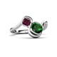 3 - Nerida 1.20 ctw Cushion Shape Created Emerald & Princess Shape Rhodolite Garnet Women Toi Et Moi Wave Engagement Ring 