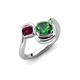 4 - Nerida 1.20 ctw Cushion Shape Created Emerald & Princess Shape Rhodolite Garnet Women Toi Et Moi Wave Engagement Ring 