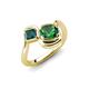 4 - Nerida 1.17 ctw Cushion Shape Created Emerald & Princess Shape London Blue Topaz Women Toi Et Moi Wave Engagement Ring 
