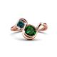 1 - Nerida 1.17 ctw Cushion Shape Created Emerald & Princess Shape London Blue Topaz Women Toi Et Moi Wave Engagement Ring 