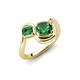 4 - Nerida 1.25 ctw Cushion Shape Created Emerald & Princess Shape Created Alexandrite Women Toi Et Moi Wave Engagement Ring 