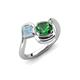 4 - Nerida 1.17 ctw Cushion Shape Created Emerald & Princess Shape Aquamarine Women Toi Et Moi Wave Engagement Ring 