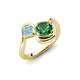 4 - Nerida 1.17 ctw Cushion Shape Created Emerald & Princess Shape Aquamarine Women Toi Et Moi Wave Engagement Ring 