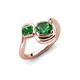 4 - Nerida 1.17 ctw Cushion Shape Created Emerald & Princess Shape Green Garnet Women Toi Et Moi Wave Engagement Ring 