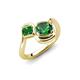 4 - Nerida 1.17 ctw Cushion Shape Created Emerald & Princess Shape Green Garnet Women Toi Et Moi Wave Engagement Ring 
