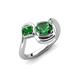 4 - Nerida 1.17 ctw Cushion Shape Created Emerald & Princess Shape Green Garnet Women Toi Et Moi Wave Engagement Ring 