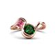 1 - Nerida 1.17 ctw Cushion Shape Created Emerald & Princess Shape Pink Tourmaline Women Toi Et Moi Wave Engagement Ring 