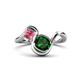 1 - Nerida 1.17 ctw Cushion Shape Created Emerald & Princess Shape Pink Tourmaline Women Toi Et Moi Wave Engagement Ring 