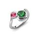 4 - Nerida 1.17 ctw Cushion Shape Created Emerald & Princess Shape Pink Tourmaline Women Toi Et Moi Wave Engagement Ring 