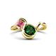 1 - Nerida 1.17 ctw Cushion Shape Created Emerald & Princess Shape Pink Tourmaline Women Toi Et Moi Wave Engagement Ring 