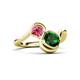 3 - Nerida 1.17 ctw Cushion Shape Created Emerald & Princess Shape Pink Tourmaline Women Toi Et Moi Wave Engagement Ring 