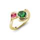 4 - Nerida 1.17 ctw Cushion Shape Created Emerald & Princess Shape Pink Tourmaline Women Toi Et Moi Wave Engagement Ring 