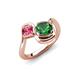 4 - Nerida 1.17 ctw Cushion Shape Created Emerald & Princess Shape Pink Tourmaline Women Toi Et Moi Wave Engagement Ring 