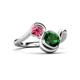 3 - Nerida 1.17 ctw Cushion Shape Created Emerald & Princess Shape Pink Tourmaline Women Toi Et Moi Wave Engagement Ring 