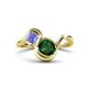 1 - Nerida 1.20 ctw Cushion Shape Created Emerald & Princess Shape Tanzanite Women Toi Et Moi Wave Engagement Ring 
