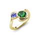 4 - Nerida 1.20 ctw Cushion Shape Created Emerald & Princess Shape Tanzanite Women Toi Et Moi Wave Engagement Ring 
