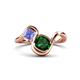1 - Nerida 1.20 ctw Cushion Shape Created Emerald & Princess Shape Tanzanite Women Toi Et Moi Wave Engagement Ring 