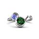 1 - Nerida 1.20 ctw Cushion Shape Created Emerald & Princess Shape Tanzanite Women Toi Et Moi Wave Engagement Ring 