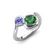 4 - Nerida 1.20 ctw Cushion Shape Created Emerald & Princess Shape Tanzanite Women Toi Et Moi Wave Engagement Ring 