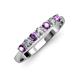2 - Reina 3.00 mm Amethyst and Diamond 7 Stone Wedding Band 