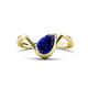 1 - Oceara 1.50 ct Pear Shape Blue Sapphire Women Wave Solitaire Engagement Ring 
