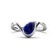 1 - Oceara 1.50 ct Pear Shape Blue Sapphire Women Wave Solitaire Engagement Ring 