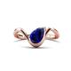1 - Oceara 1.50 ct Pear Shape Blue Sapphire Women Wave Solitaire Engagement Ring 