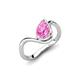 5 - Oceara 1.50 ct Pear Shape Created Pink Sapphire Women Wave Solitaire Engagement Ring 