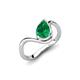 5 - Oceara 1.00 ct Pear Shape Emerald Women Wave Solitaire Engagement Ring 