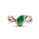 1 - Oceara 1.00 ct Pear Shape Emerald Women Wave Solitaire Engagement Ring 