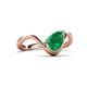 6 - Oceara 1.00 ct Pear Shape Emerald Women Wave Solitaire Engagement Ring 