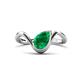 1 - Oceara 1.00 ct Pear Shape Emerald Women Wave Solitaire Engagement Ring 