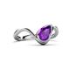 6 - Oceara 0.95 ct Pear Shape Amethyst Women Wave Solitaire Engagement Ring 