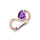 5 - Oceara 0.95 ct Pear Shape Amethyst Women Wave Solitaire Engagement Ring 