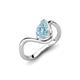 5 - Oceara 0.95 ct Pear Shape Aquamarine Women Wave Solitaire Engagement Ring 